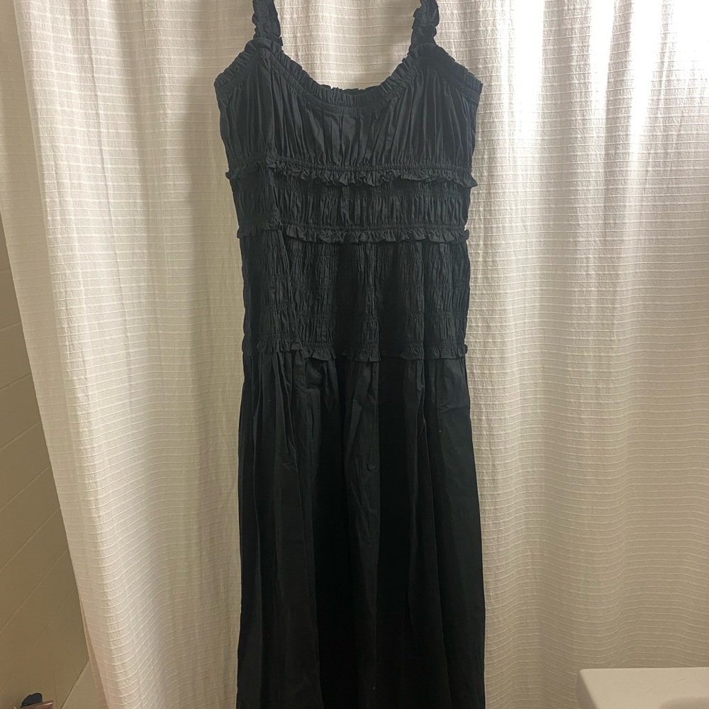 Doen Black Ruffled Tiered Maxi Sundress